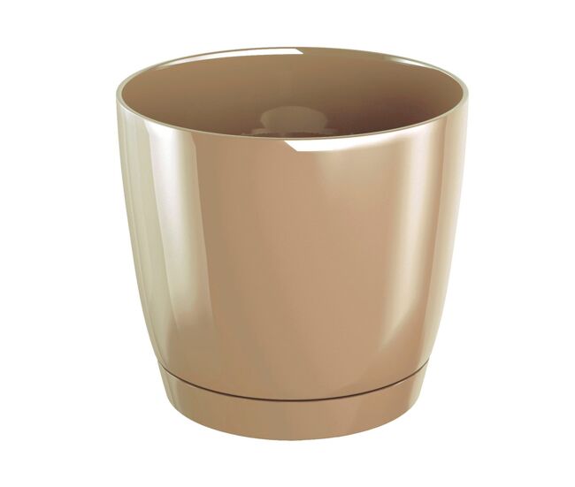 Maceta redonda de plastico coubi round p en color cafe con leche 12 (largo) x 12 (ancho) x 11 (altura) cm