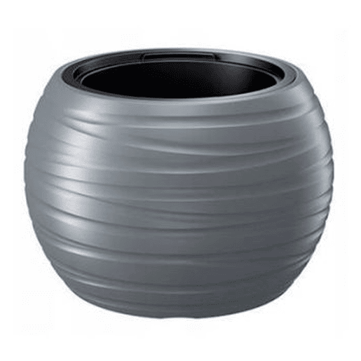 Pote redondo com depósito 36L Maze plástico em pedra cinza 43,6 (comprimento) x 43,6 (largura) x 29,9 (altura) cm