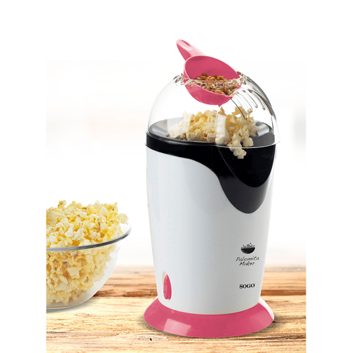 MÁQUINA DE FAZER PIPOCAS SEM ÓLEO - 1200W - COR-DE-ROSA