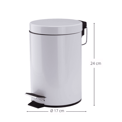 Lata de lixo 3 litros com pedal fabricado em aço MSV 16,5 x 25 cm