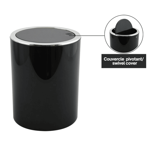 Banho de plástico MSV de lixo de 6 -Liter em preto 18 x 24,2 cm