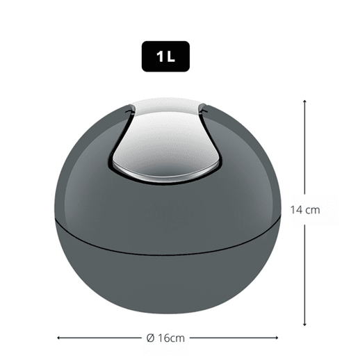 Coleção de Spirella Bowl, papel Ø16 x 14 cm (1 litro), poliestireno, cinza