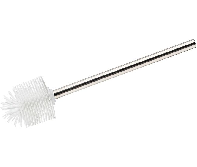 Cepillo de repuesto de silicona con mango de acero inoxidable brillante/blanco