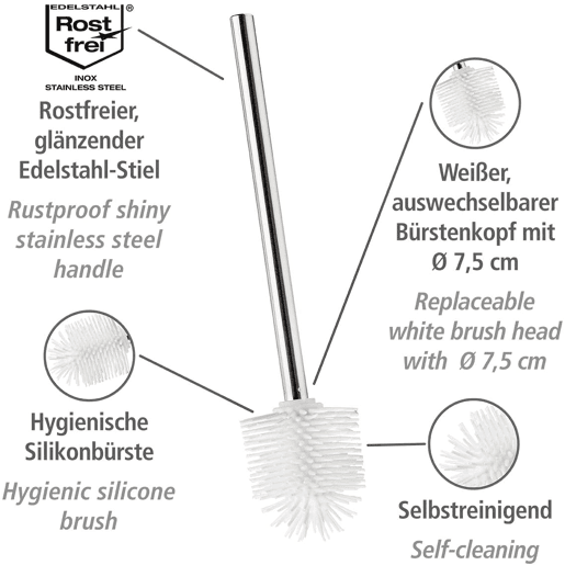 Pincel sobressalente de silicone com alça de aço inoxidável brilhantebranca