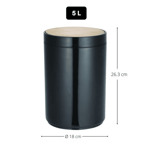 Cubo de lixo preto preto fosco 5 litros