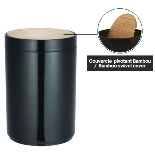 Cubo de lixo preto preto fosco 5 litros