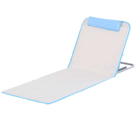 Outsunny Conjunto de 2 Esteiras de Praia com Encosto Reclinável em 5 Níveis Bolsa de Transporte e Apoio de Cabeça 48x134x33-43 cm Branco Creme