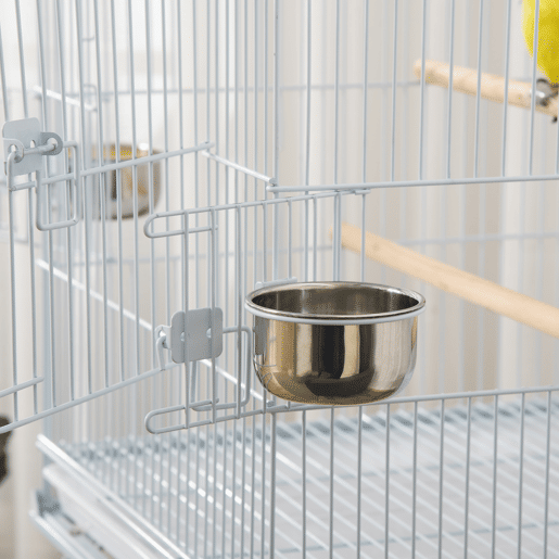 PawHut Gaiola para Pássaros com Rodas Gaiola Grande com Suporte 50x49x137cm com Bandeja Amovível Portas Comedouro Poleiro e Prateleira Inferior Branco