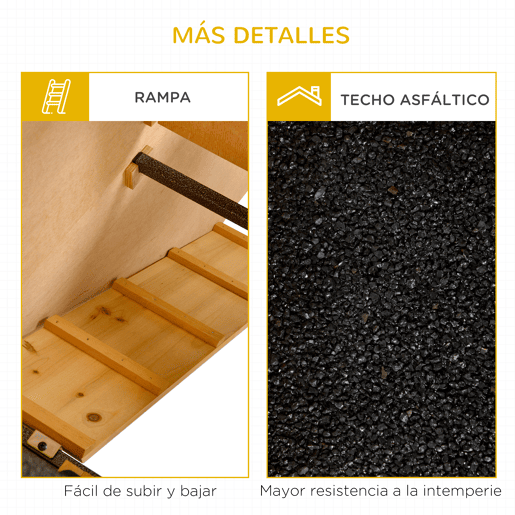 PawHut Coelheira de Exterior de Madeira para Animais Pequenos 2 Níveis com Rampa Bandeja Removível Portas com Fechaduras 89,5x45x81 cm Madeira e Cinza