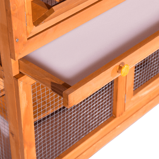 PawHut Coelheira de Madeira Exterior de 2 Níveis Gaiola para Coelhos com Teto Asfáltico Dobrável Rampa Portas e 2 Bandejas Removíveis 120x48x100cm Madeira