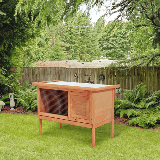 PawHut Coelheira de Exterior Casa para Coelhos Elevada com Bandeja Removível Fácil de Limpar Estável e Boa Ventilação 90x45x65cm Madeira