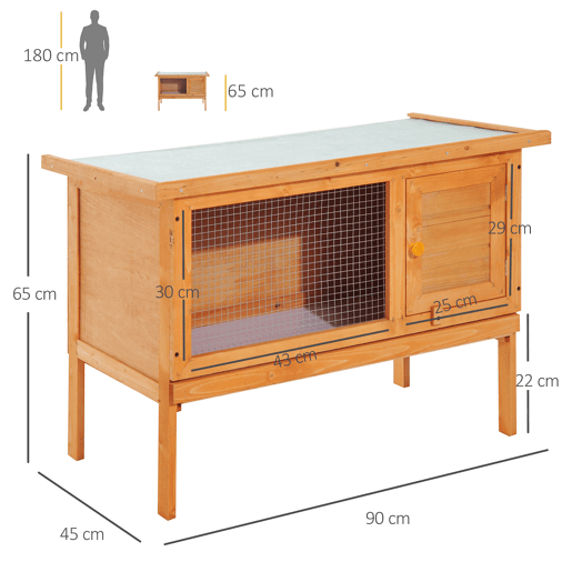PawHut Coelheira de Exterior Casa para Coelhos Elevada com Bandeja Removível Fácil de Limpar Estável e Boa Ventilação 90x45x65cm Madeira