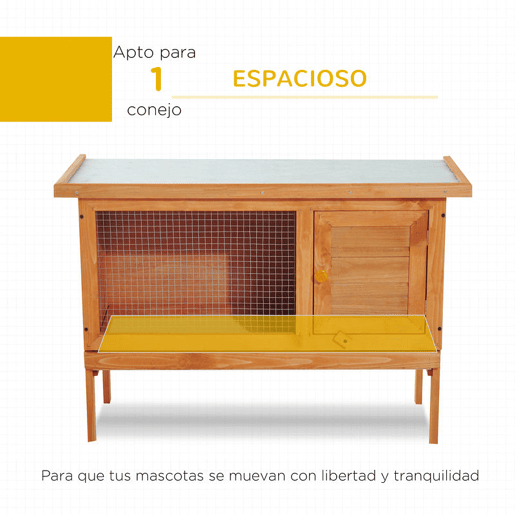 PawHut Coelheira de Exterior Casa para Coelhos Elevada com Bandeja Removível Fácil de Limpar Estável e Boa Ventilação 90x45x65cm Madeira