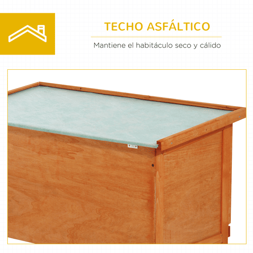 PawHut Coelheira de Exterior Casa para Coelhos Elevada com Bandeja Removível Fácil de Limpar Estável e Boa Ventilação 90x45x65cm Madeira