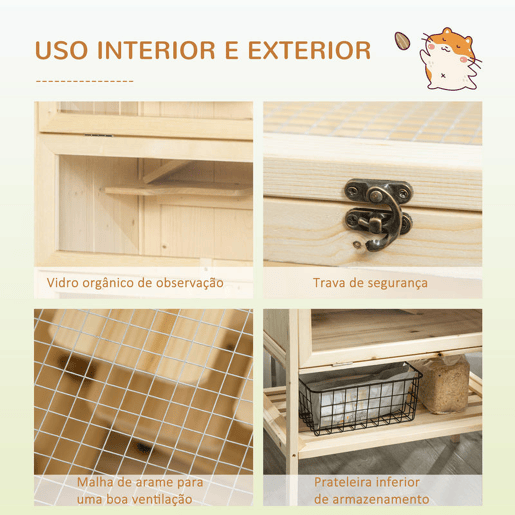 PawHut Gaiola de madeira para hamsters e outros pequenos roedores com vĂ¡rias plataformas 60x40x120cm PawHut Gaiola de madeira para hamsters e outros pequenos roedores com vĂ¡rias plataformas 60x40x120cm