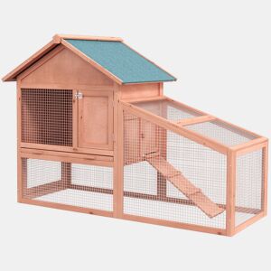 PawHut Casa para Coelhos de Madeira Coelheira para Exterior Teto de Tela de Asfáltica 144x64,5x100 cm Madeira