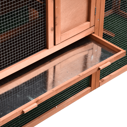 PawHut Casa para Coelhos de Madeira Coelheira para Exterior Teto de Tela de Asfáltica 144x64,5x100 cm Madeira