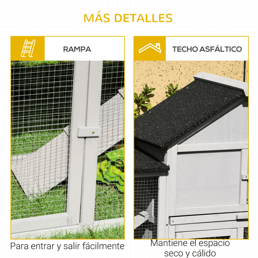 PawHut Coelheira de Exterior Grande Gaiola de Madeira para 2-4 Coelhos com Teto Asfáltico Recinto de Arame Bandeja Removível e Rampas 210x45,5x84,5cm Cinza e Preto