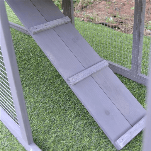 PawHut Casa para Coelhos de Madeira Coelheira para Exterior com Bandeja Removível 147x54x84cm Cinza
