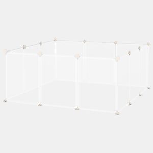 PawHut Recinto para Pequenos Animais Recinto Modular de Metal com 12 Painéis e 24 Conectores para Coelhos Porquinhos da Índia 105x105x45 cm Branco