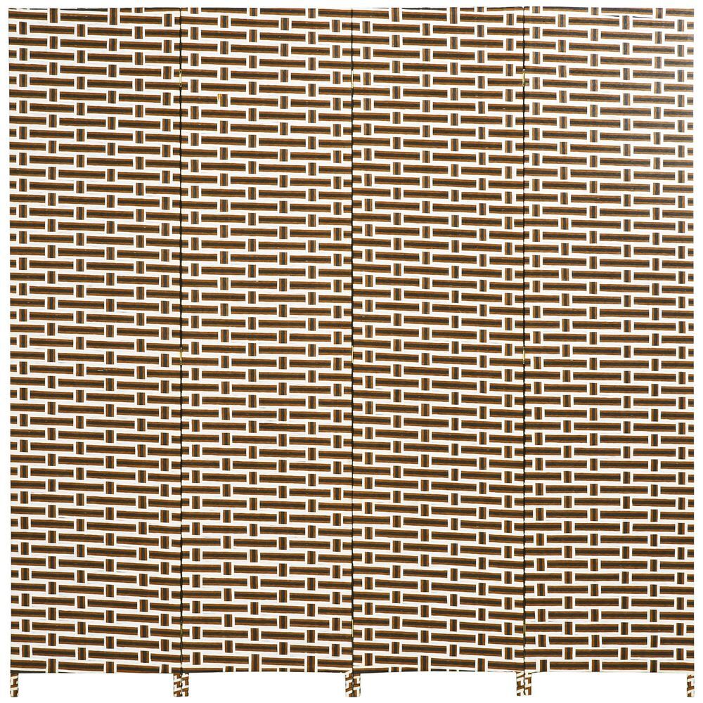 Biombo Separador Cuerda de Papel, Madera de Pino HOMCOM