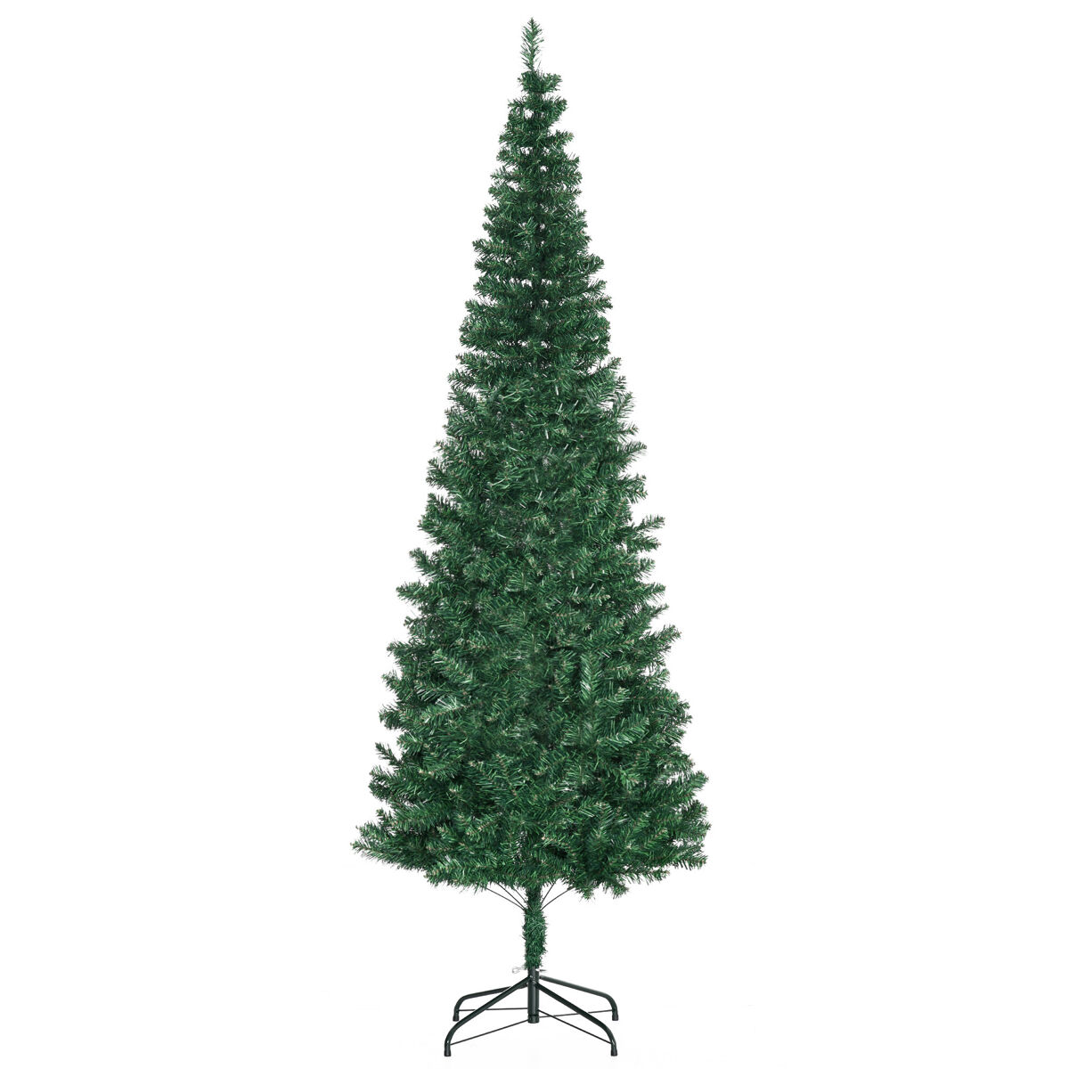 Homcom árbol de navidad artificial 210 cm ignífugo con 631 puntas de rama pvc y soporte de metal decoración navideña para interiores fácil de montar verde