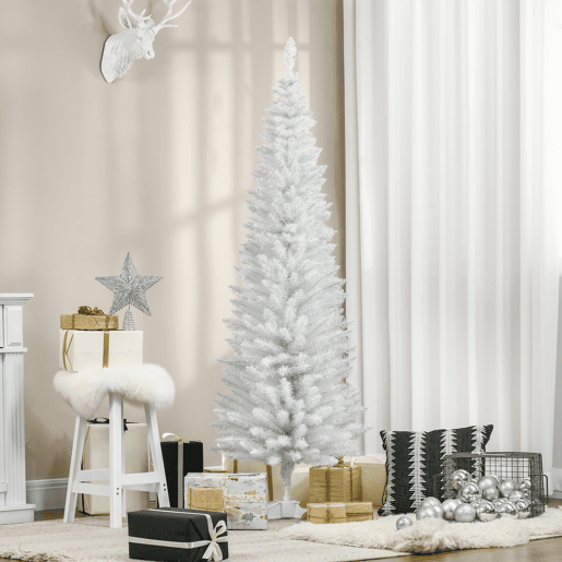 HOMCOM Árvore de Natal Artificial 180cm Ignífugo com 390 Ramos de PVC e Suporte de Metal Decoração de Natal para Interiores Fácil de Montar Verde