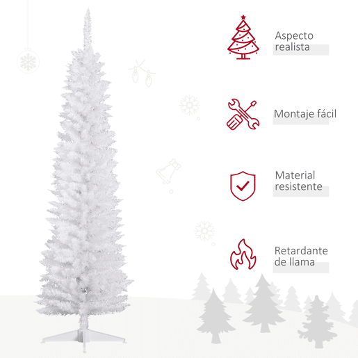 HOMCOM Árvore de Natal Artificial 180cm Ignífugo com 390 Ramos de PVC e Suporte de Metal Decoração de Natal para Interiores Fácil de Montar Verde