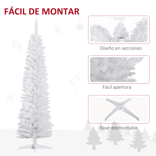 HOMCOM Árvore de Natal Artificial 180cm Ignífugo com 390 Ramos de PVC e Suporte de Metal Decoração de Natal para Interiores Fácil de Montar Verde