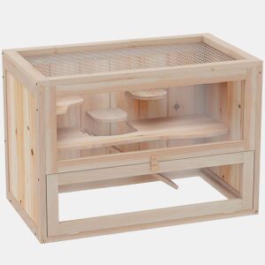 PawHut Gaiola de madeira para hamsters e outros pequenos roedores Casa para animais de 2 níveis 60x35x42cm