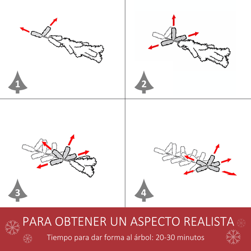 HOMCOM Árvore de Natal Artificial 180 cm Ignífugo com 618 Ramos 34 Bagas 30 Pinhas Folhas de PVC e Suporte Metálico Decoração de Natal para Interiores Ø65x180cm Verde