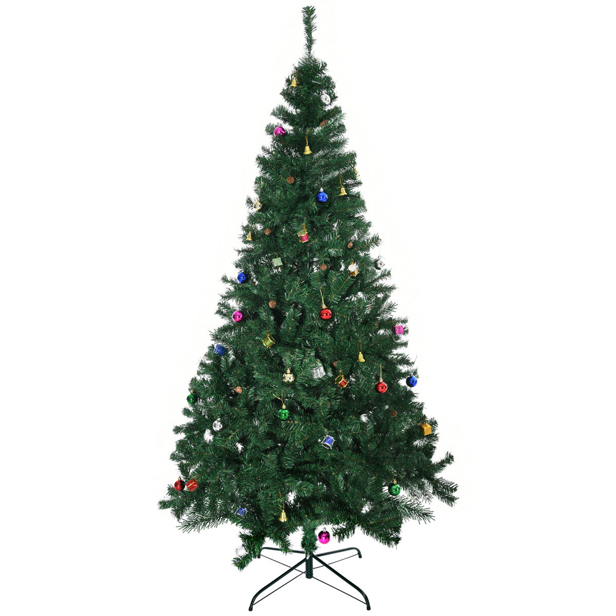 Homcom árbol de navidad artificial 210 cm ignífugo con 1036 ramas adornos decorativos hojas de pvc apertura automática soporte metálico decoración navideña para interiores verde