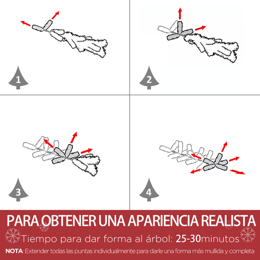 HOMCOM Árvore de Natal Artificial 180cm com Neve Ignífugo com 750 Ramos Folhas de PVC Base Dobrável e Suporte Metálico Decoração de Natal para Interiores Verde HOMCOM Árvore de Natal Artificial 180cm com Neve Ignífugo com 750 Ramos Folhas de PVC Base Dobrável e Suporte Metálico Decoração de Natal para Interiores Verde