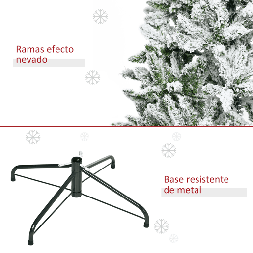 HOMCOM Árvore de Natal Artificial 180cm com Neve Ignífugo com 750 Ramos Folhas de PVC Base Dobrável e Suporte Metálico Decoração de Natal para Interiores Verde HOMCOM Árvore de Natal Artificial 180cm com Neve Ignífugo com 750 Ramos Folhas de PVC Base Dobrável e Suporte Metálico Decoração de Natal para Interiores Verde
