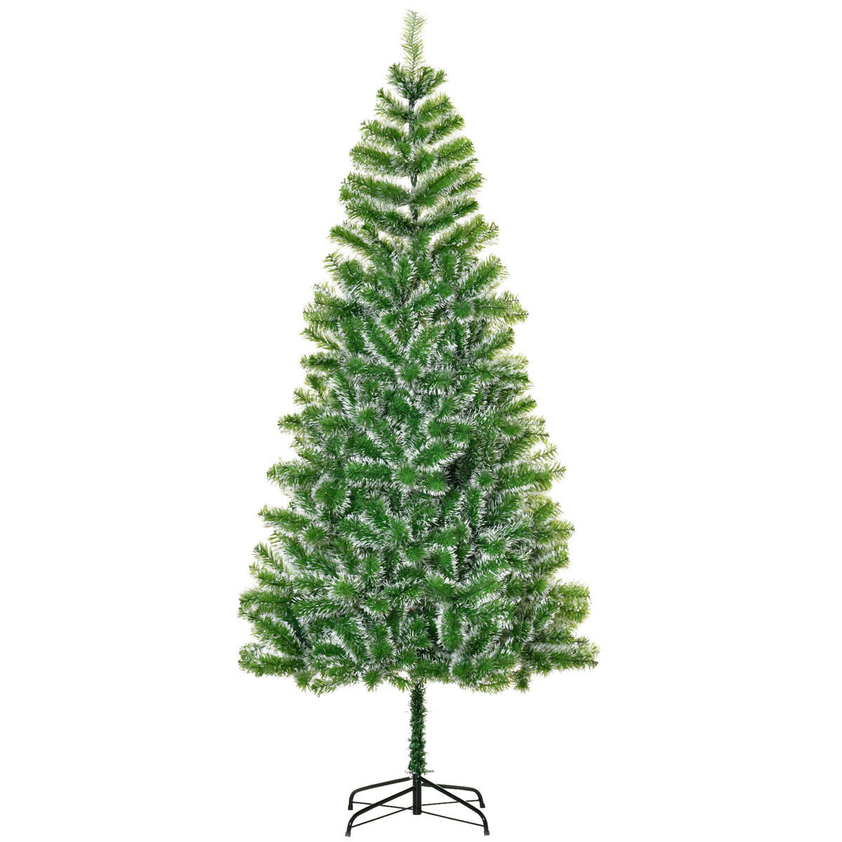 Homcom árbol de navidad artificial 210 cm con 968 ramas hojas de pet y soporte de metal decoración navideña para interior salón fiestas ø100x210 cm verde