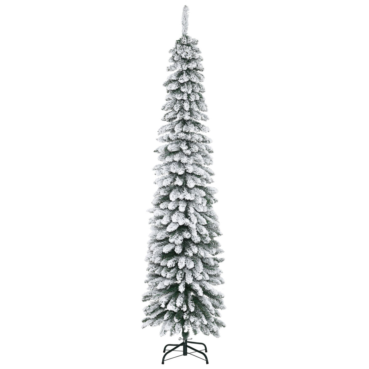 Homcom árbol de navidad nevado 210 cm árbol de navidad con 490 ramas hojas base plegable y soporte metálico decoración navideña para interiores verde