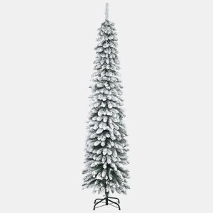HOMCOM Árvore de Natal Artificial 210cm com Neve Ignífugo com 490 Ramos Folhas de PVC Base Dobrável e Suporte Metálico Decoração de Natal para Interiores Verde