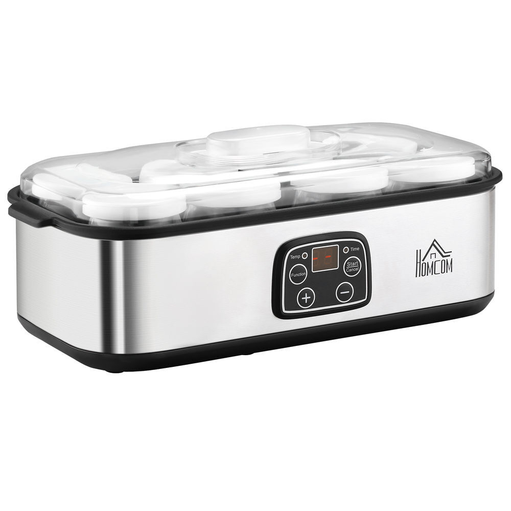 Yogurtera PC, PP, Acero Inoxidable y Vidrio HOMCOM