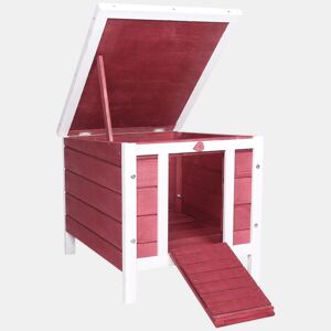 PawHut Coelheira de Madeira Exterior Coelheira para Roedores Animais de Estimação Pequenos com Teto Asfáltico e Rampa Antiderrapante 42x51x43cm Vermelho