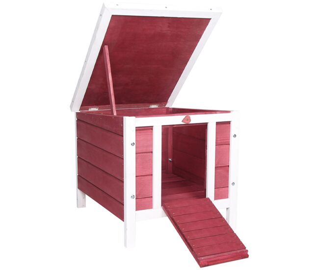 Pawhut conejera de madera exterior jaula caseta para roedores mascotas pequeñas con techo asfáltico se puede abrir y rampa antideslizante 42x51x43 cm