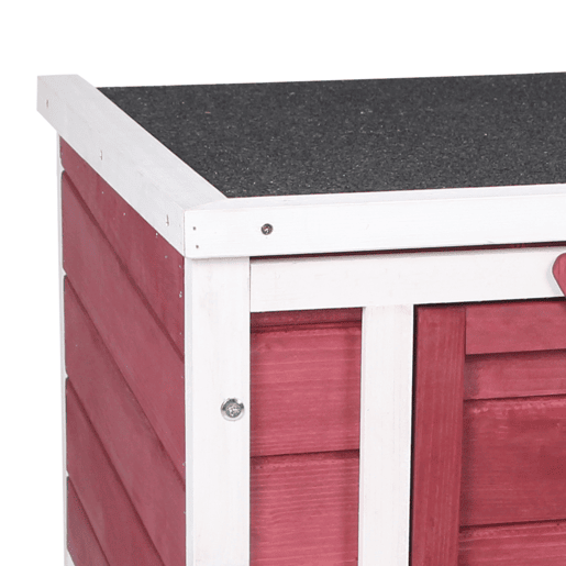 PawHut Coelheira de Madeira Exterior Coelheira para Roedores Animais de Estimação Pequenos com Teto Asfáltico e Rampa Antiderrapante 42x51x43cm Vermelho