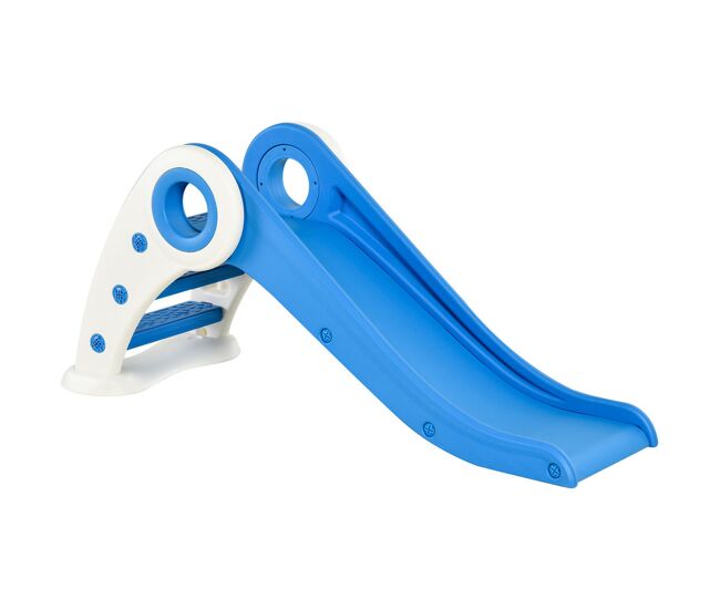 Homcom tobogán infantil de 18-36 meses tobogán para niños plegable con escaleras rampa larga para jardín parque interiores 120x50x56 cm azul