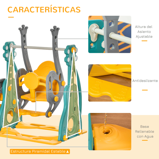 HOMCOM Escorega Infantil com Baloiço e Cesta de Basquetebol 3 em 1 para 18-36 Meses com Assento Ajustável Parque Infantil para Interior e Exterior 152x149x107cm Multicor HOMCOM Escorega Infantil com Baloiço e Cesta de Basquetebol 3 em 1 para 18-36 Meses com Assento Ajustável Parque Infantil para Interior e Exterior 152x149x107cm Multicor