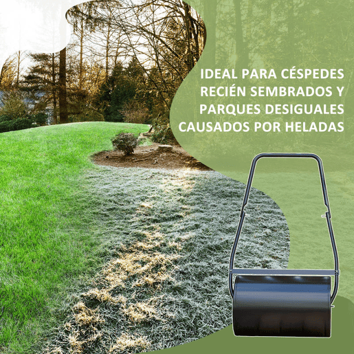 DURHAND Rodillo de Césped de Jardín Acero 38L Llena de Agua o Arena Medida de Rodillo F32x50cmAsa Desmontable