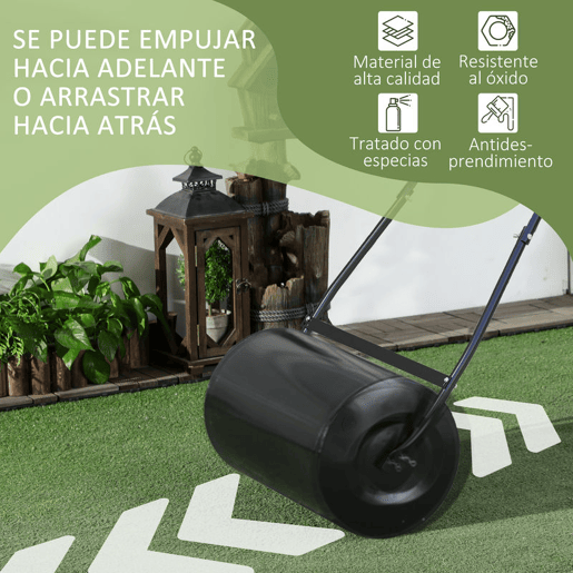 DURHAND Rodillo de Césped de Jardín Acero 38L Llena de Agua o Arena Medida de Rodillo F32x50cmAsa Desmontable