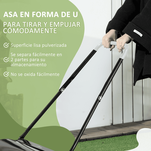 DURHAND Rodillo de Césped de Jardín Acero 38L Llena de Agua o Arena Medida de Rodillo F32x50cmAsa Desmontable