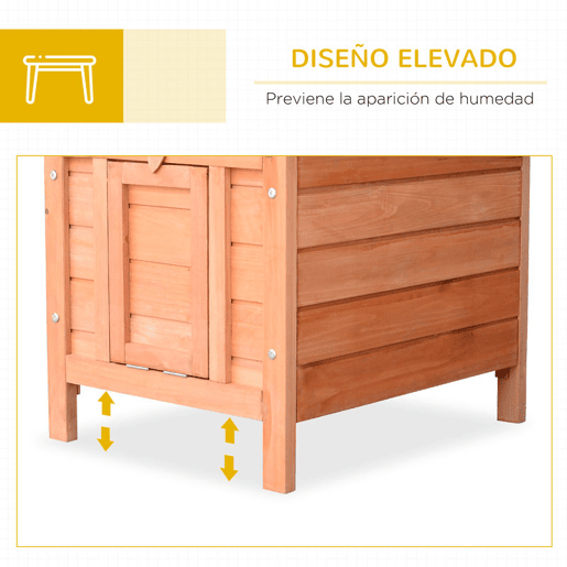 PawHut Coelheira de Madeira Exterior Coelheira para Roedores Animais de Estimação Pequenos com Teto Asfáltico e Rampa Antiderrapante 42x51x43cm Madeira