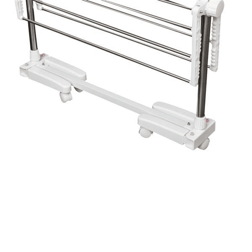 HOMCOM Estendal para Roupa Dobrável 80x55x152cm com 6 Rodas e 3 Prateleiras com Altura Ajustável de Aço Inoxidável Prateado