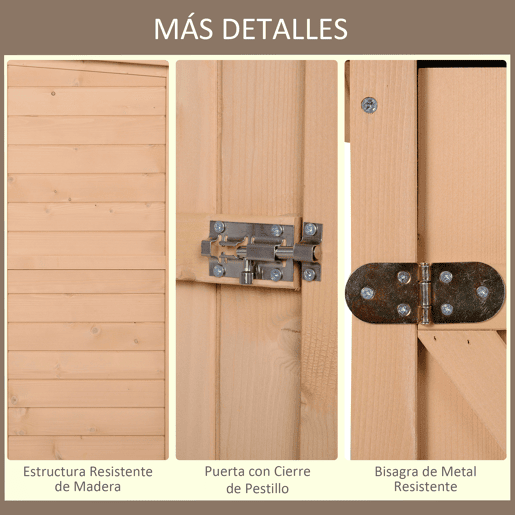 Outsunny Armário de Jardim de Madeira 75x56x115cm Armário de Jardim para Ferramentas com 3 Prateleiras Interiores Porta com Trava e Teto Asfáltico Madeira