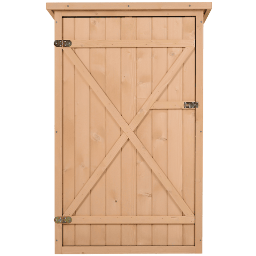 Outsunny Armário de Jardim de Madeira 75x56x115cm Armário de Jardim para Ferramentas com 3 Prateleiras Interiores Porta com Trava e Teto Asfáltico Madeira